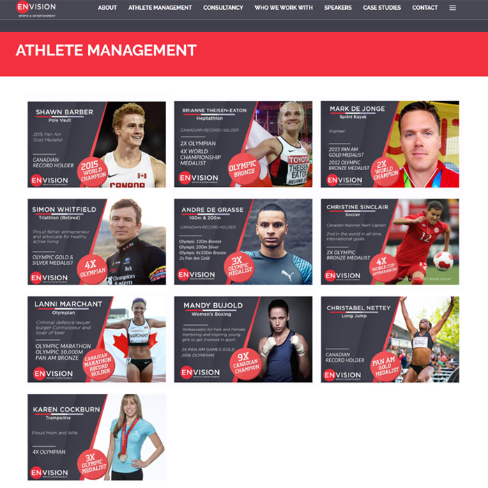 Envision Sports and Entertainment website by SME.Consulting